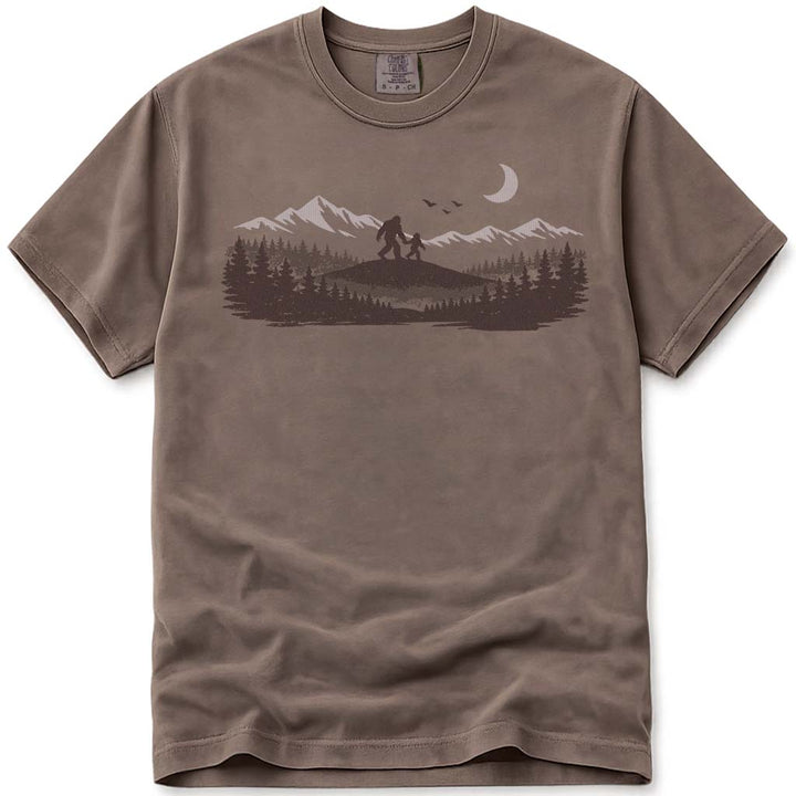 Mountain Forest Bigfoot Dad T-Shirt - Espresso