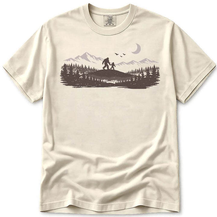 Mountain Forest Bigfoot Dad T-Shirt - Ivory