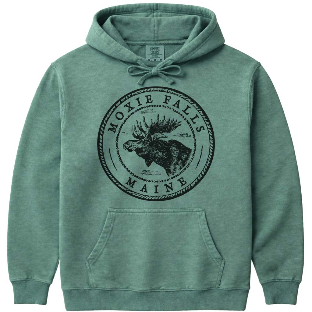 Moxie Falls Moose Sweatshirt | Vintage Maine Moose Art Hoodie - Light Green