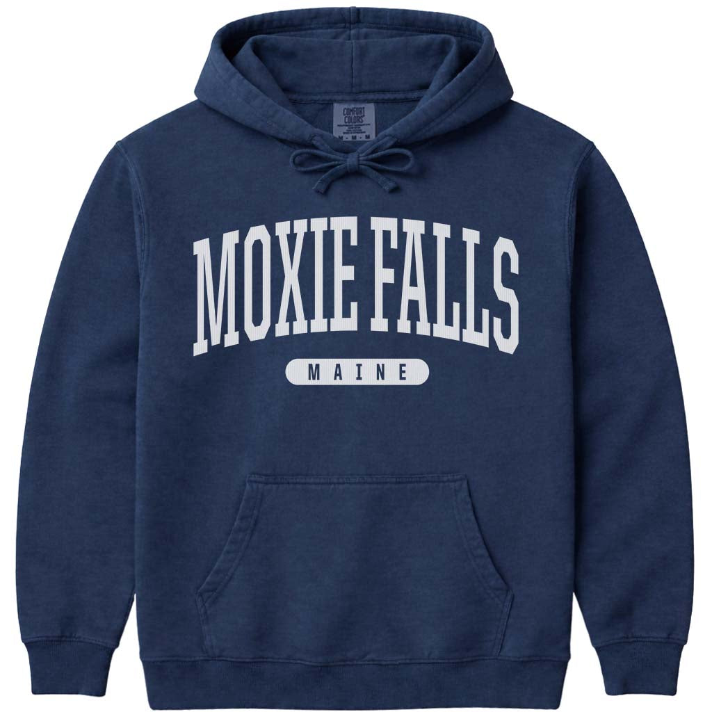 Moxie Falls Maine Block Letter Hoodie - Navy
