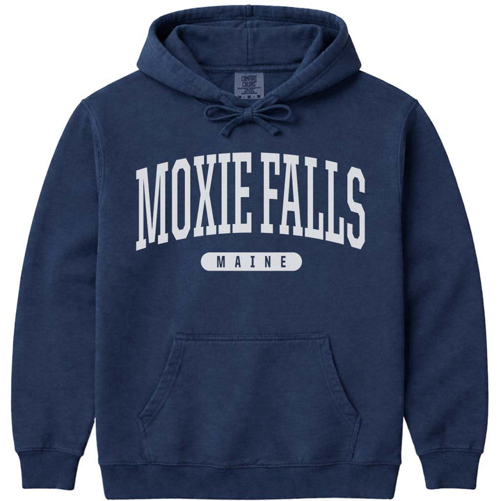 Moxie Falls Maine Block Letter Hoodie - Navy