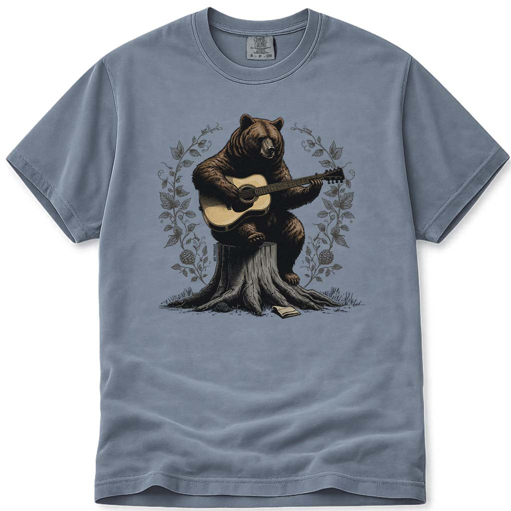 Musical Bear Playing Guitar T-Shirt - Blue Jean