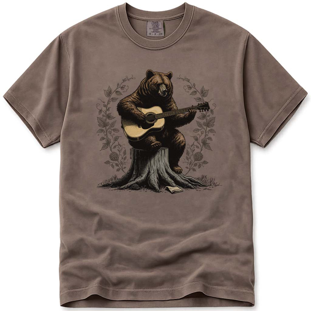 Musical Bear Playing Guitar T-Shirt - Espresso