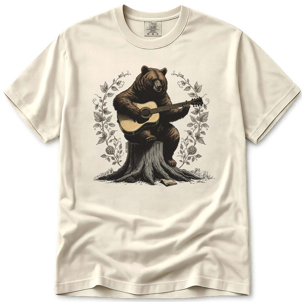 Musical Bear Playing Guitar T-Shirt - Ivory