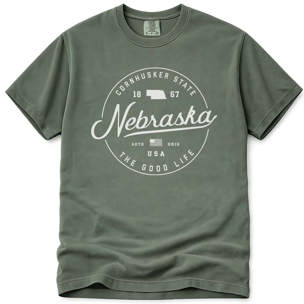 State of Nebraska T Shirt - Moss
