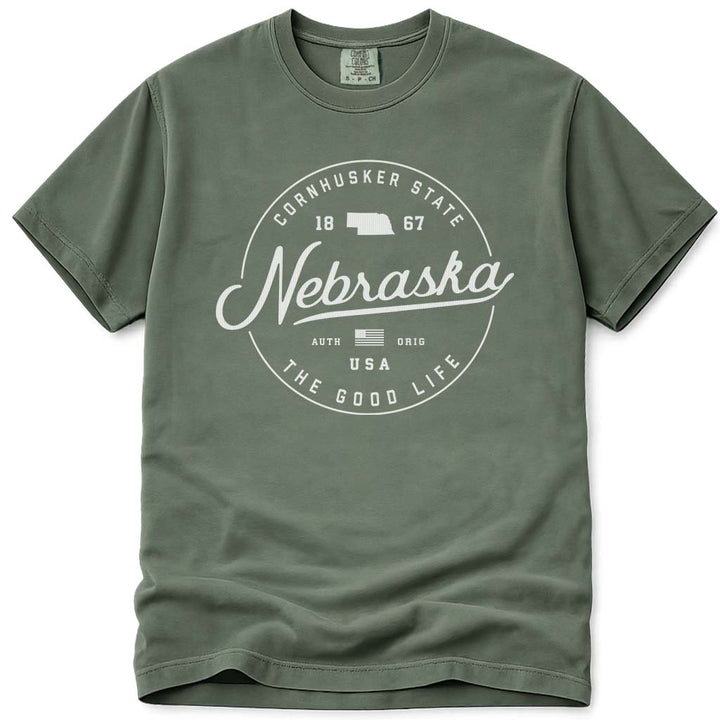State of Nebraska T Shirt - Moss