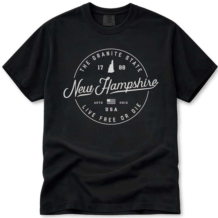 State of New Hampshire T Shirt - Black