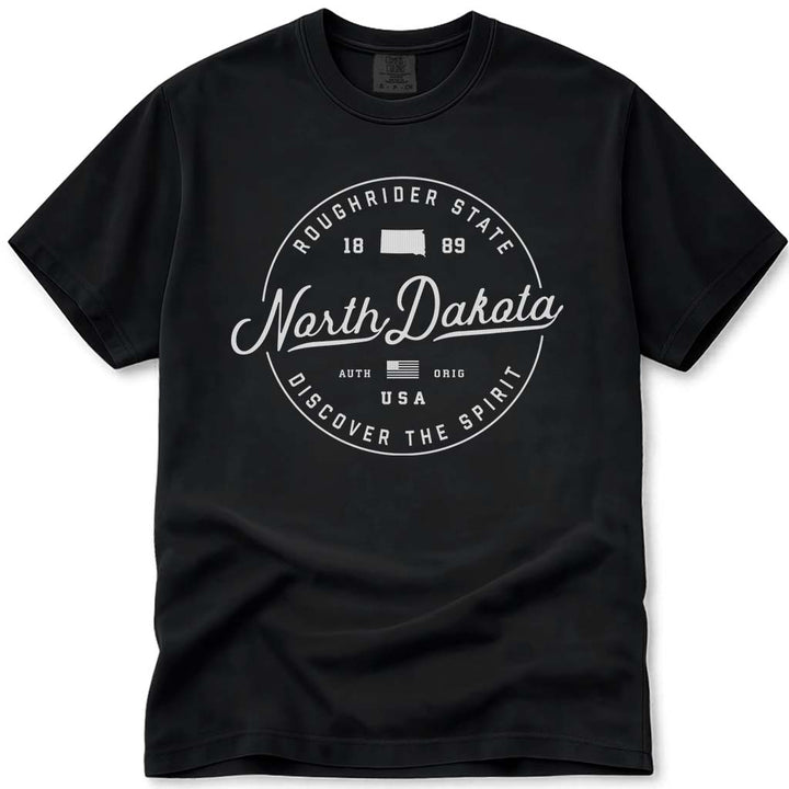 State of North Dakota T Shirt - Black