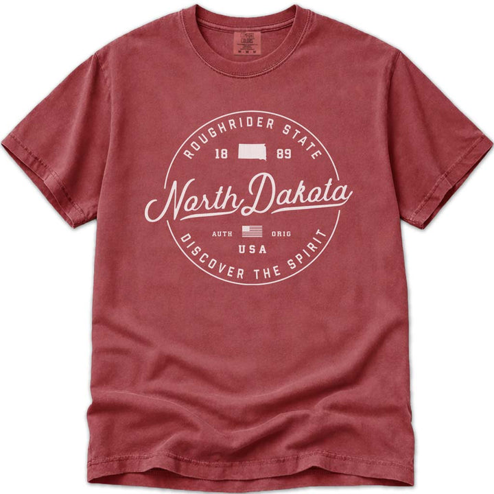 State of North Dakota T Shirt - Crimson