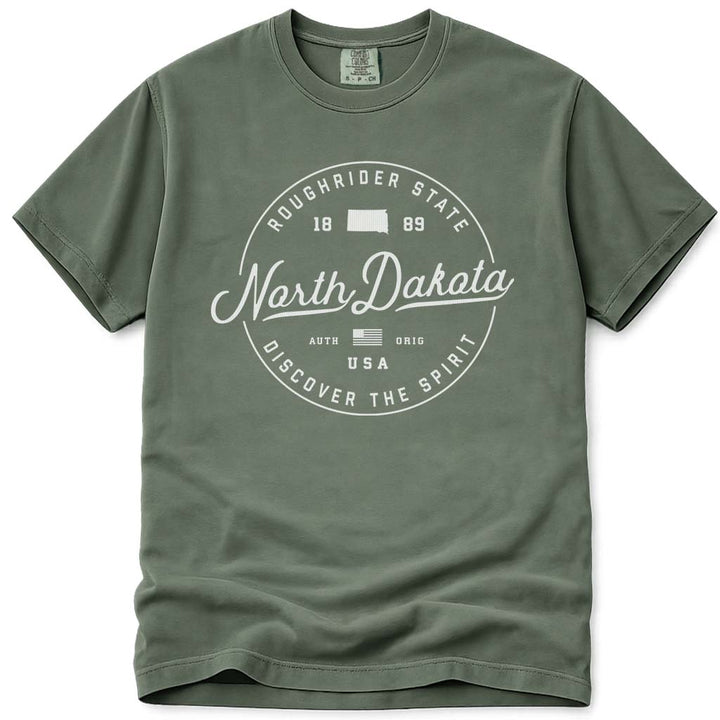 State of North Dakota T Shirt - Moss