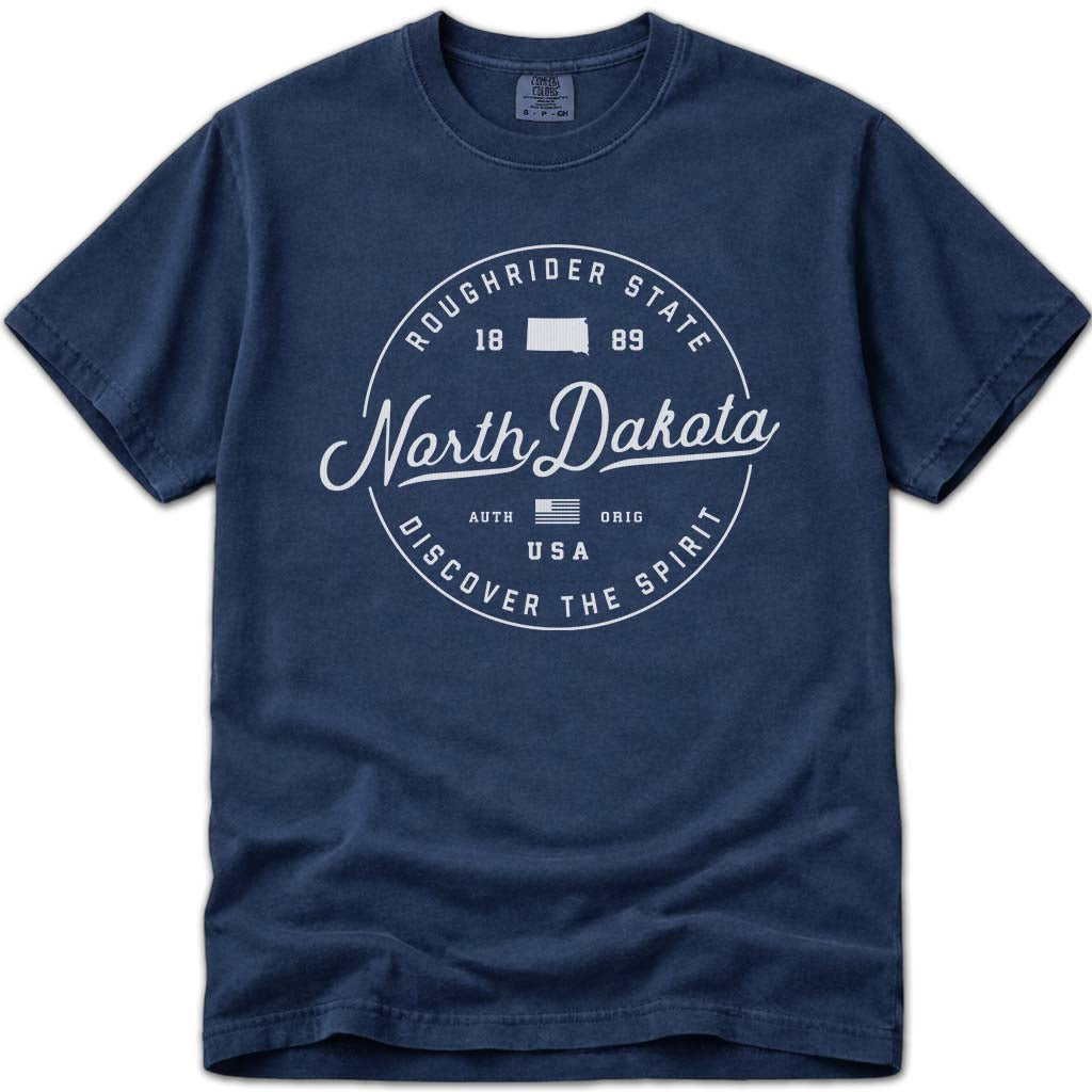 State of North Dakota T Shirt - Navy