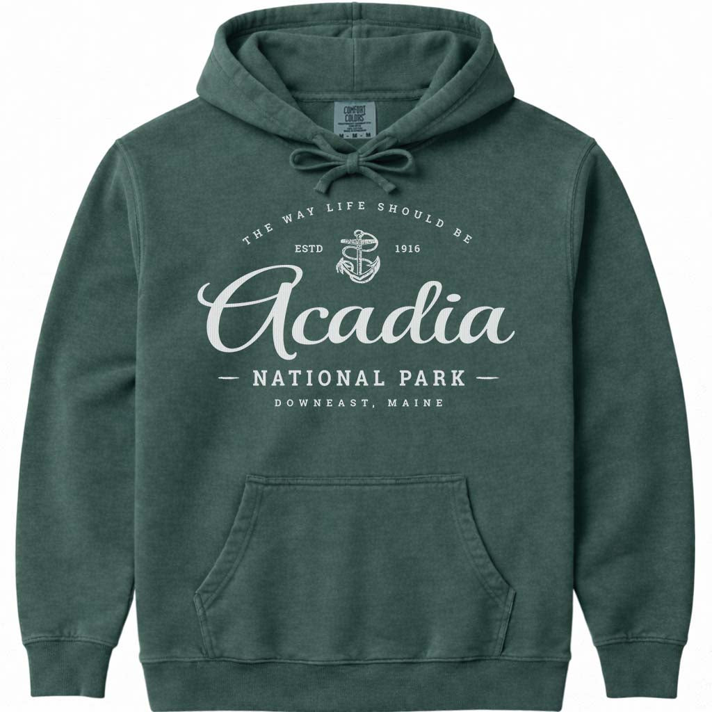 Nautical Acadia National Park Hoodie - Vintage Comfort Colors