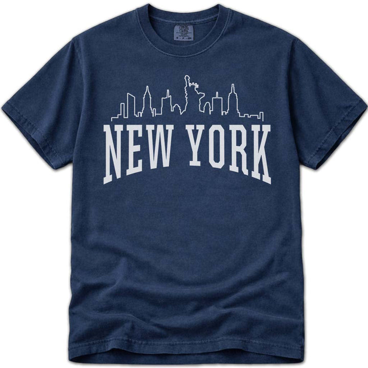 New York Skyline T Shirt - Navy