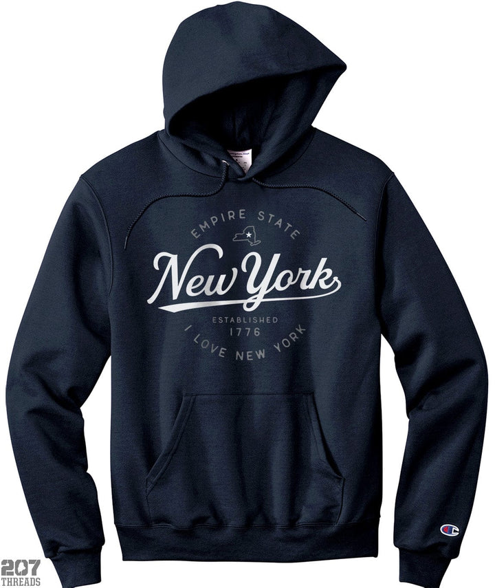 207 Threads Champion New York Hoodie NY Vacation Sweatshirt Navy L