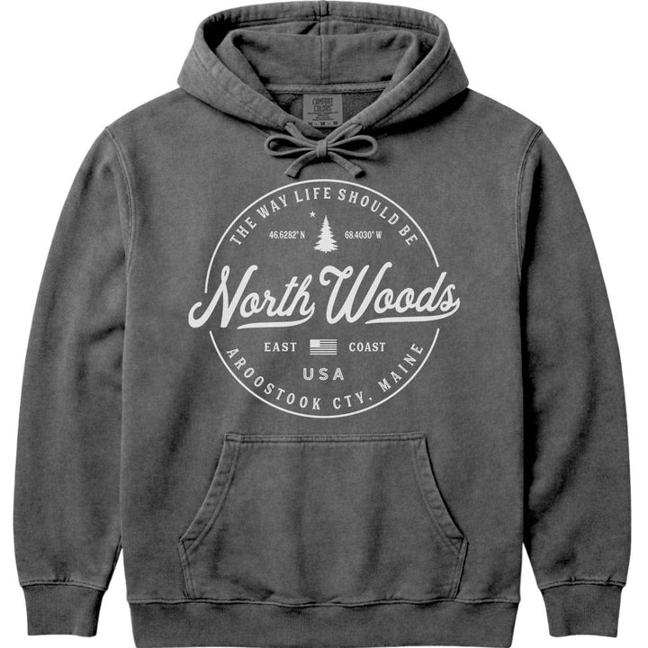 North Woods Maine Hooded Sweatshirt - Pepper