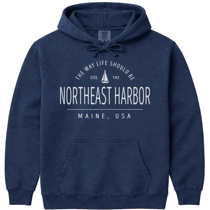Northeast Harbor Sailboat Hoodie - Navy