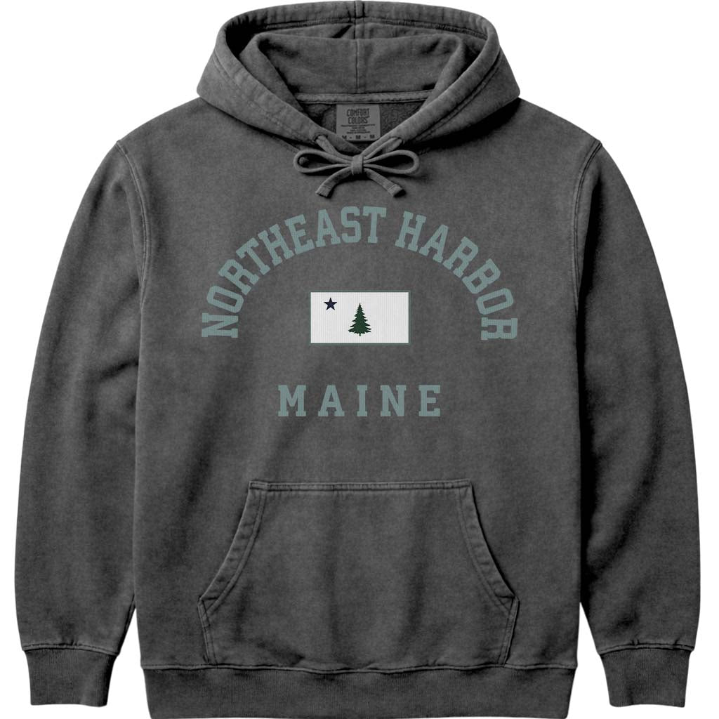 Northeast Harbor Maine Flag Hoodie - Pepper