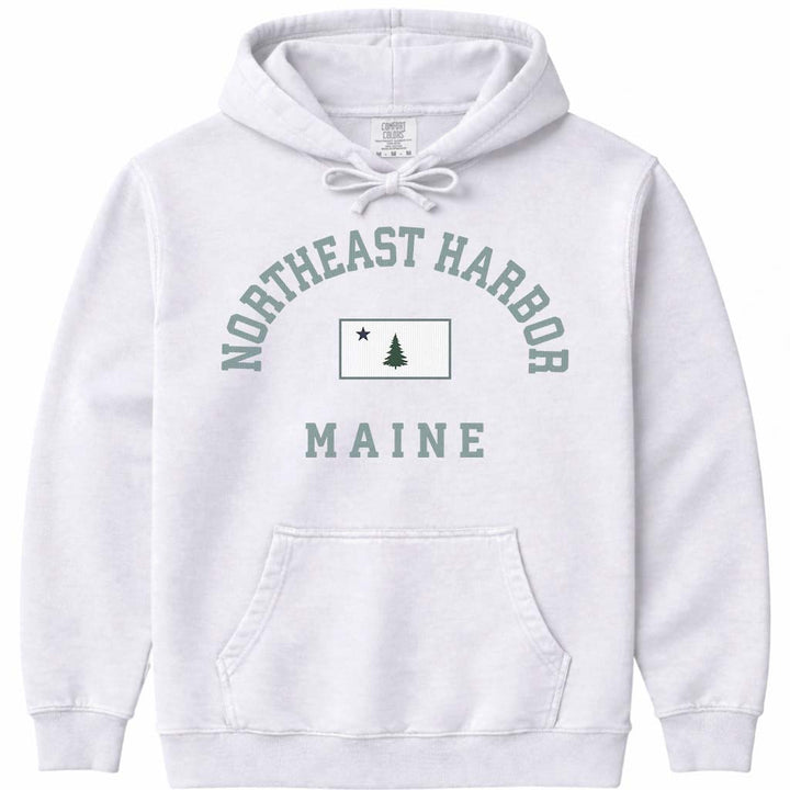 Northeast Harbor Maine Flag Hoodie - White