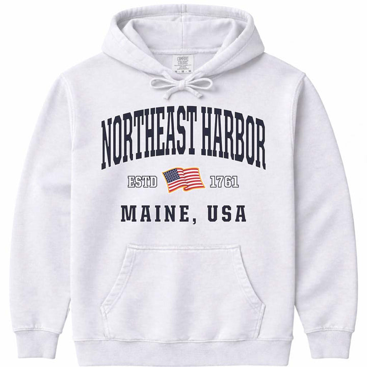 Northeast Harbor USA Flag Hoodie - White