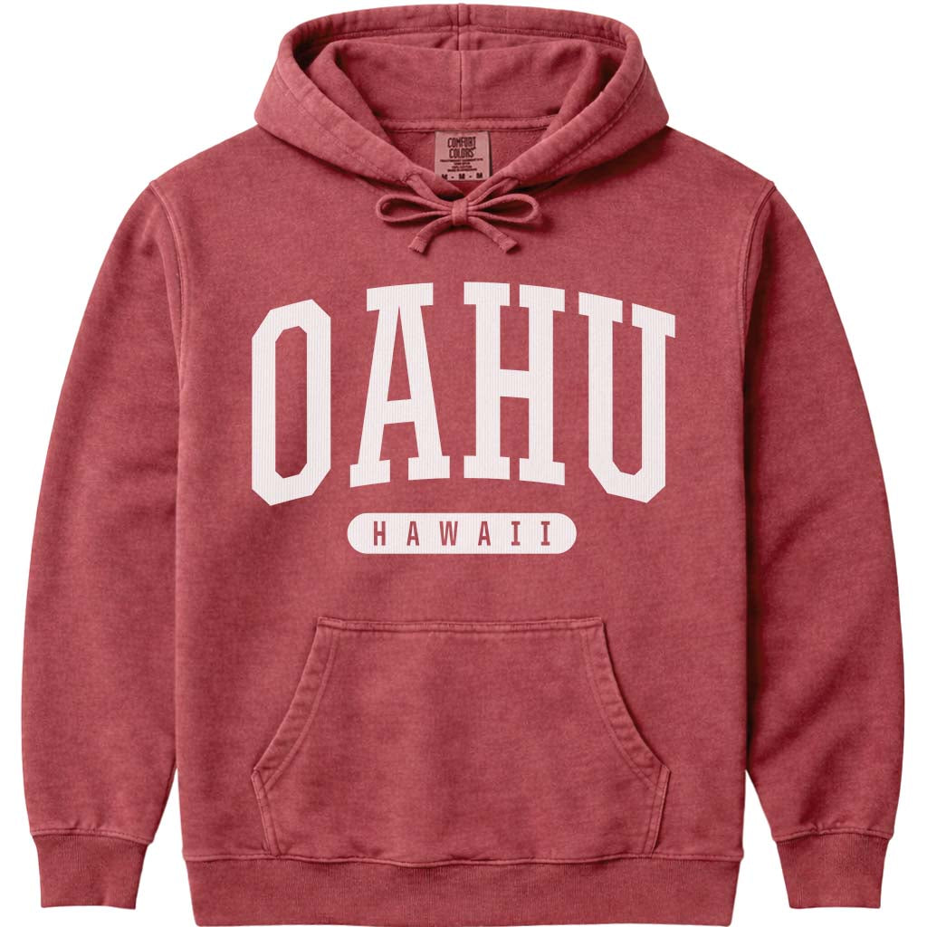 Oahu Hawaii Hooded Sweatshirt - Crimson