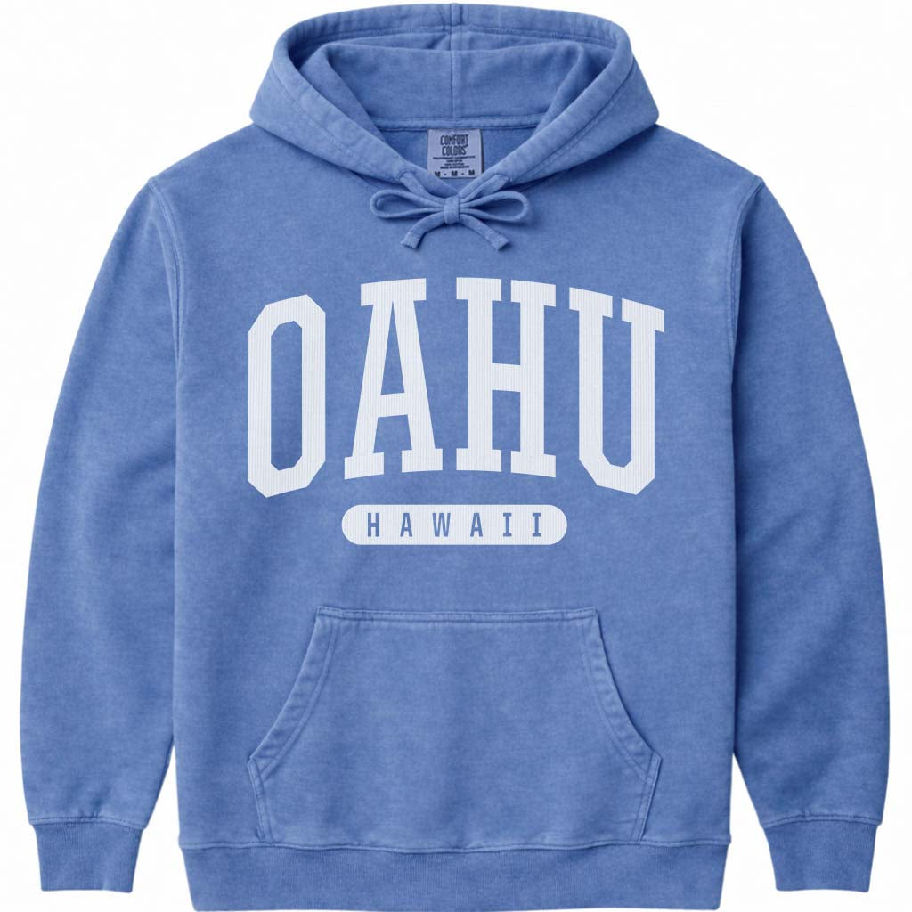 Oahu Hawaii Hooded Sweatshirt - Flo Blue