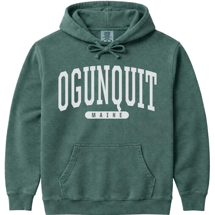 Ogunquit Maine Campus Style Hoodie Sweatshirt - Blue Spruce