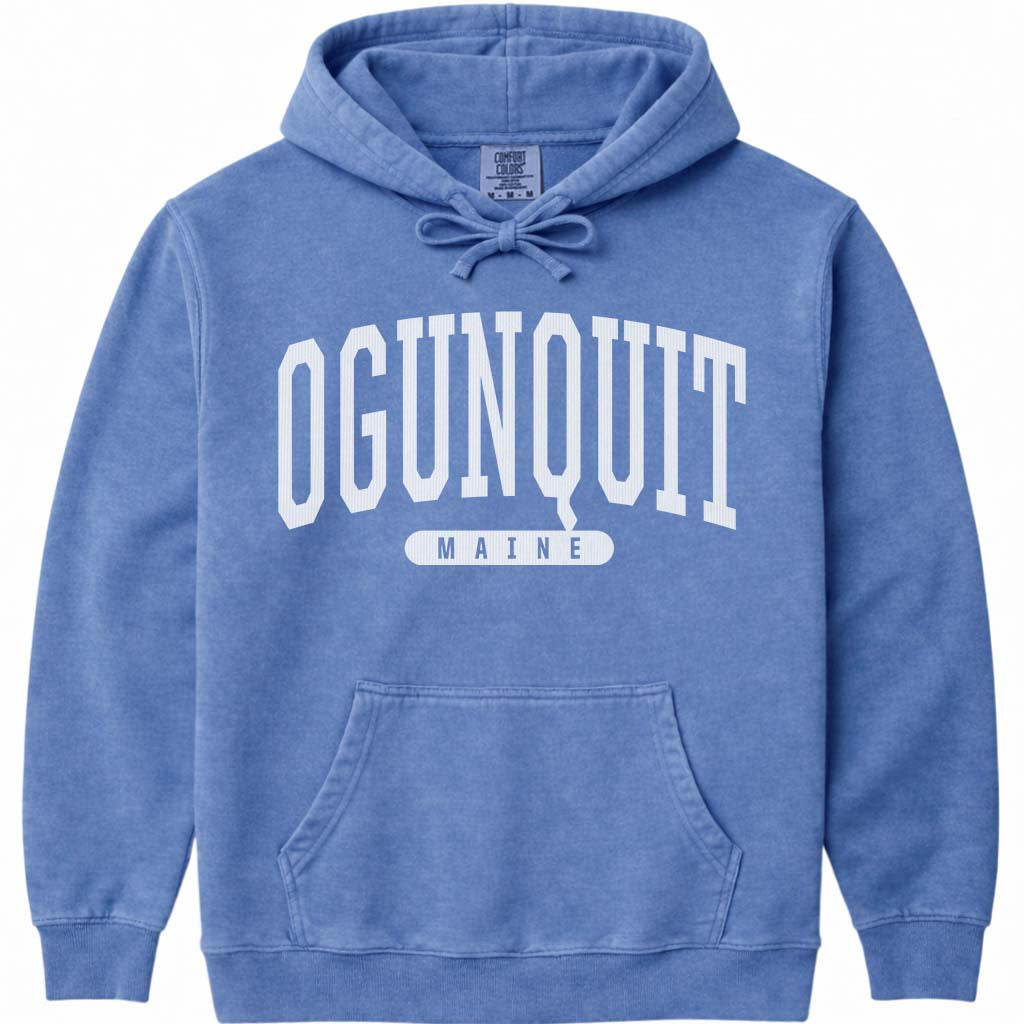 Ogunquit Maine Campus Style Hoodie Sweatshirt - Flo Blue