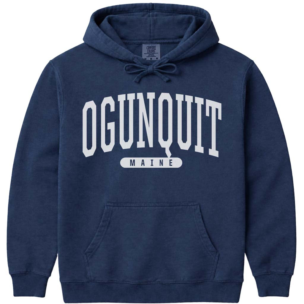 Ogunquit Maine Campus Style Hoodie Sweatshirt - Navy