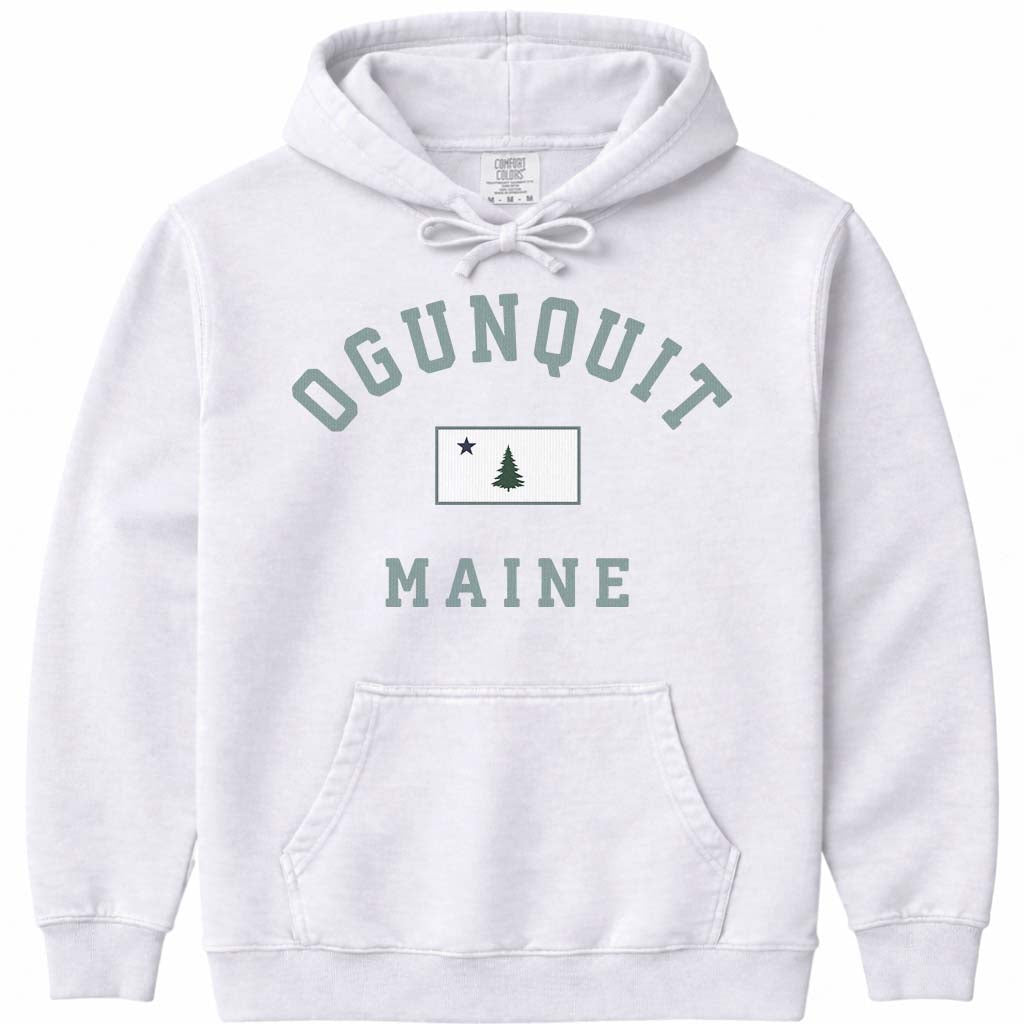 Ogunquit Arched Flag Hooded Sweatshirt - White
