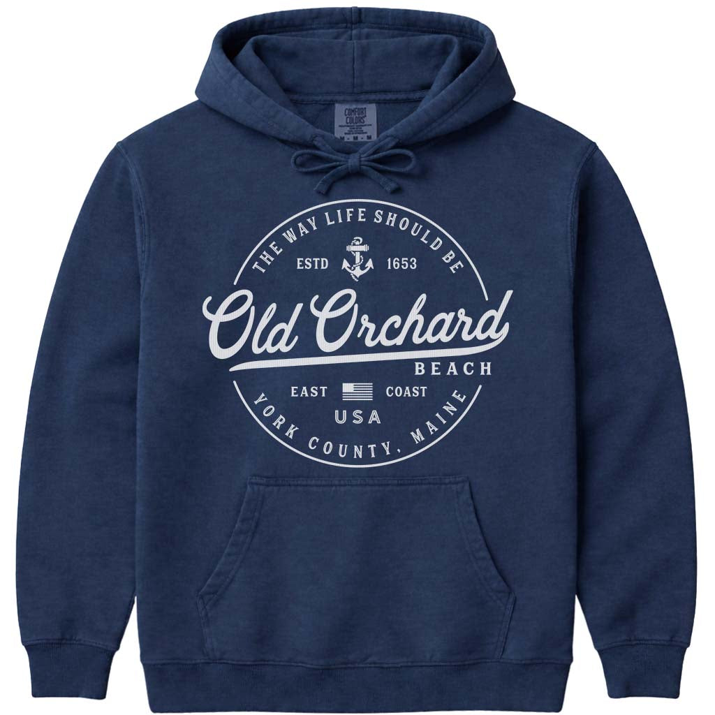 Old Orchard Beach Sweatshirt Maine Travel Vacation Logo Souvenir Hoodie - Navy