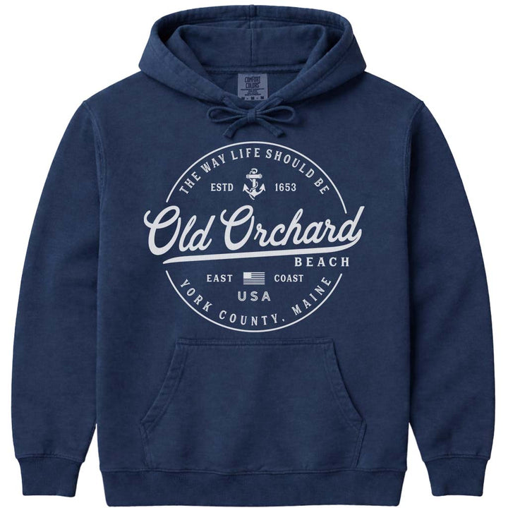 Old Orchard Beach Sweatshirt Maine Travel Vacation Logo Souvenir Hoodie - Navy