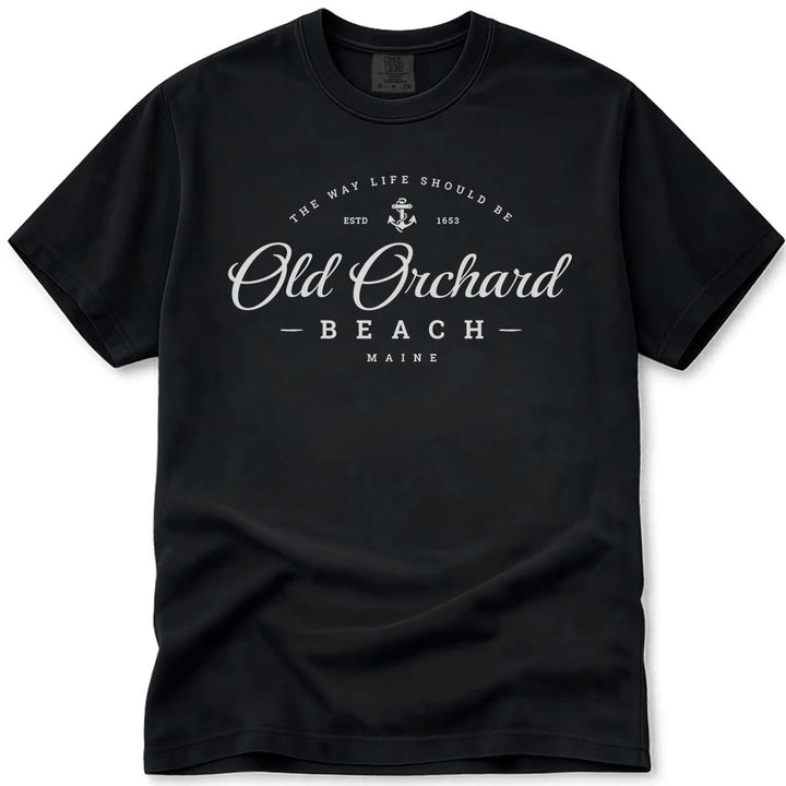 Old Orchard Beach Script Logo T Shirt - Black
