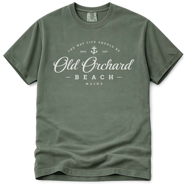 Old Orchard Beach Script Logo T Shirt - Moss