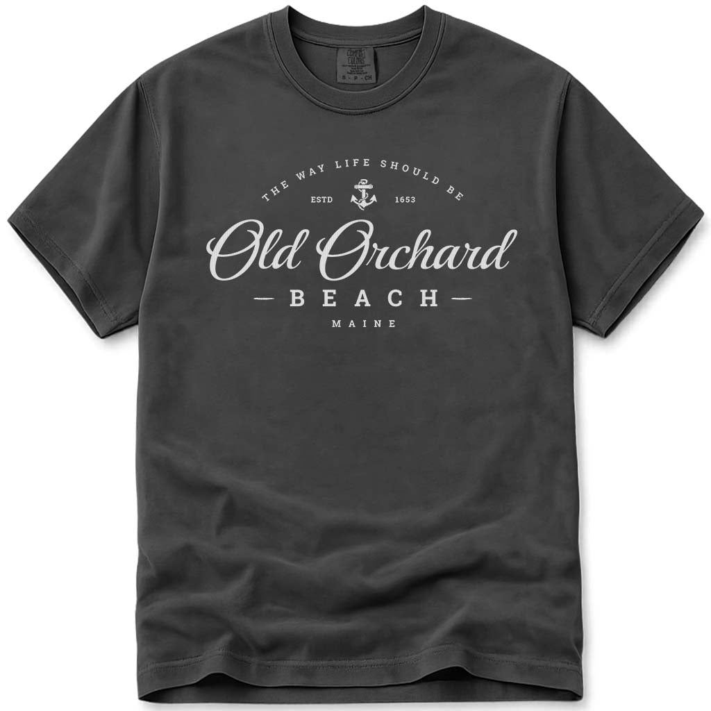 Old Orchard Beach Script Logo T Shirt - Pepper
