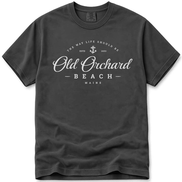 Old Orchard Beach Script Logo T Shirt - Pepper
