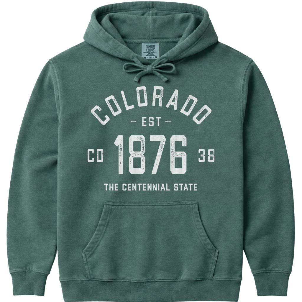 Old School Vintage Colorado 1876 Hoodie - Blue Spruce