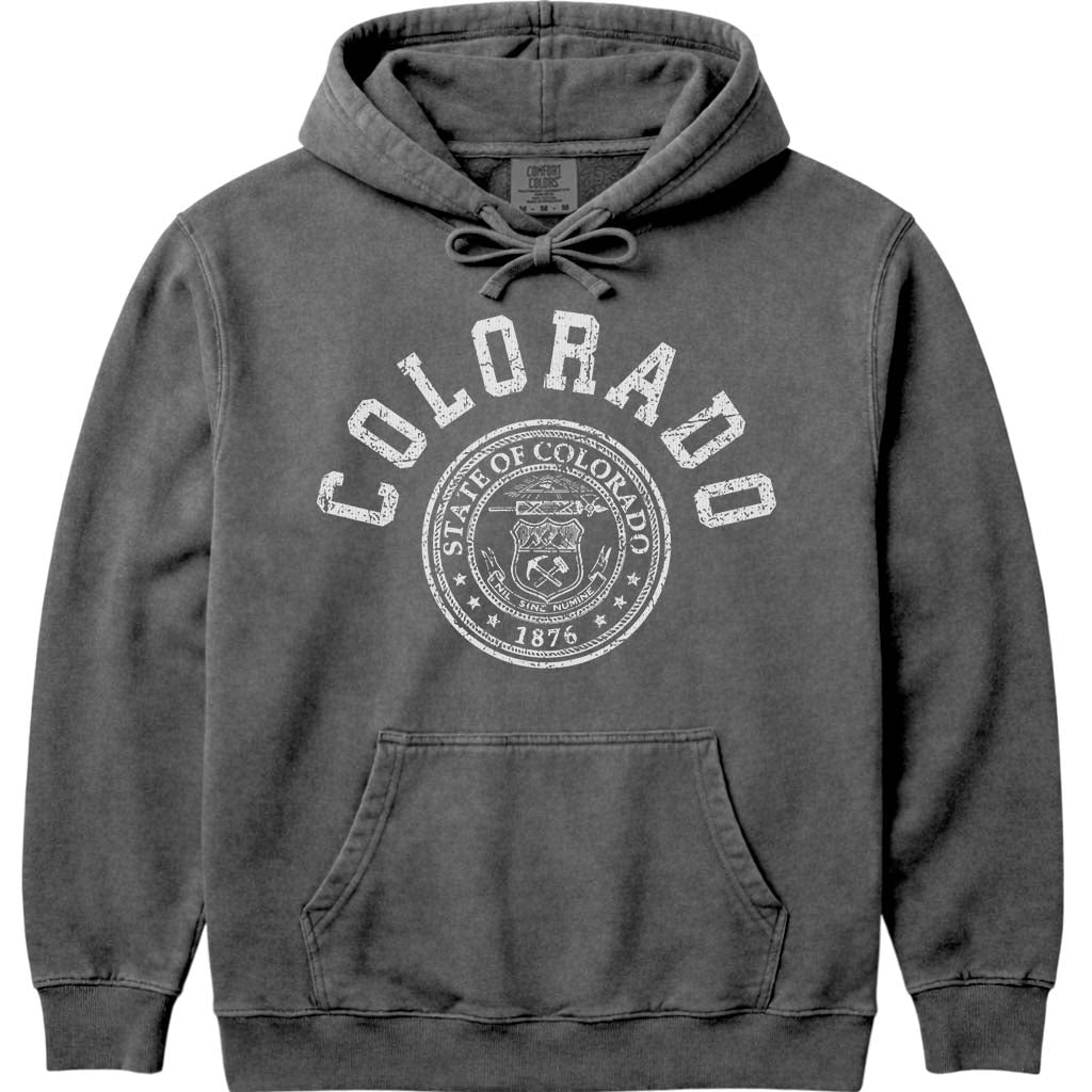 Old School Colorado State Seal Hoodie Sweatshirt - Pepper