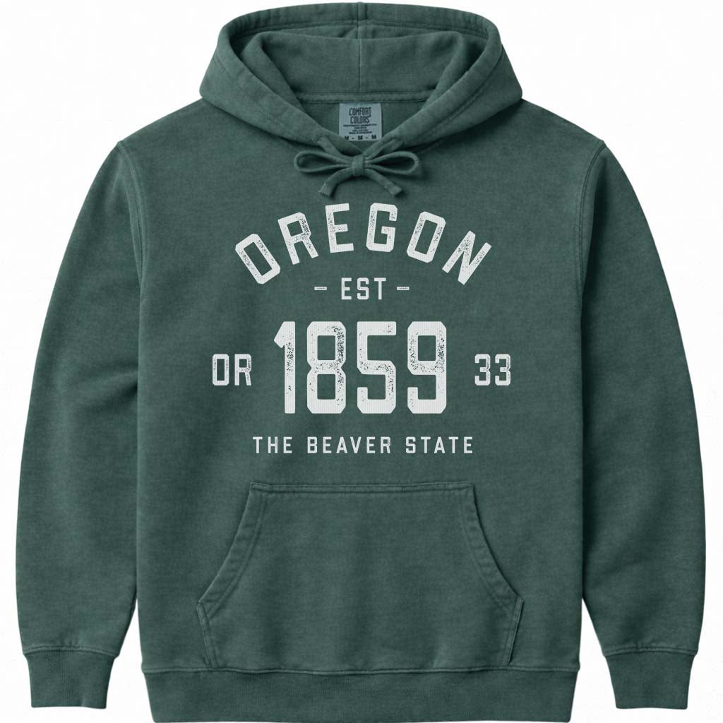 Oregon State Hooded Sweatshirt 1859 Vintage Oregon Hoodie Retro Style - Blue Spruce