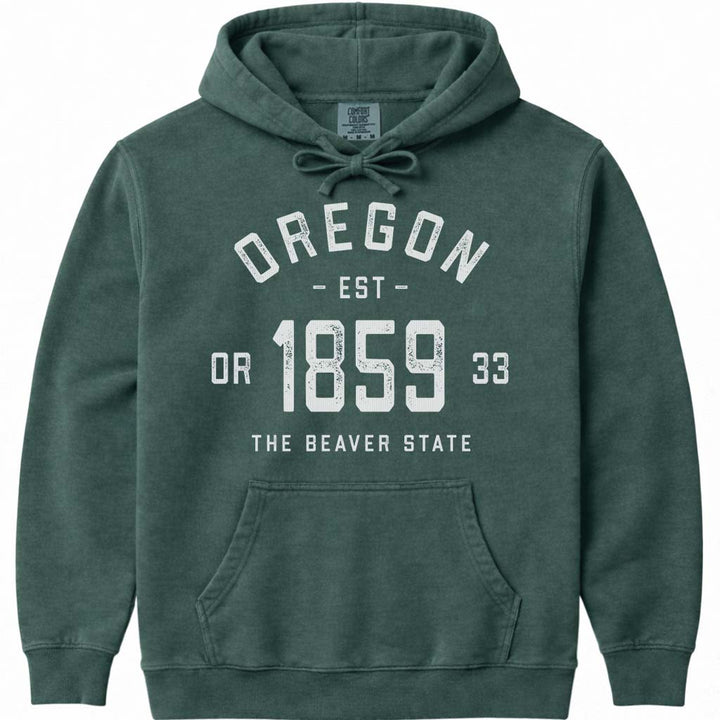 Oregon State Hooded Sweatshirt 1859 Vintage Oregon Hoodie Retro Style - Blue Spruce