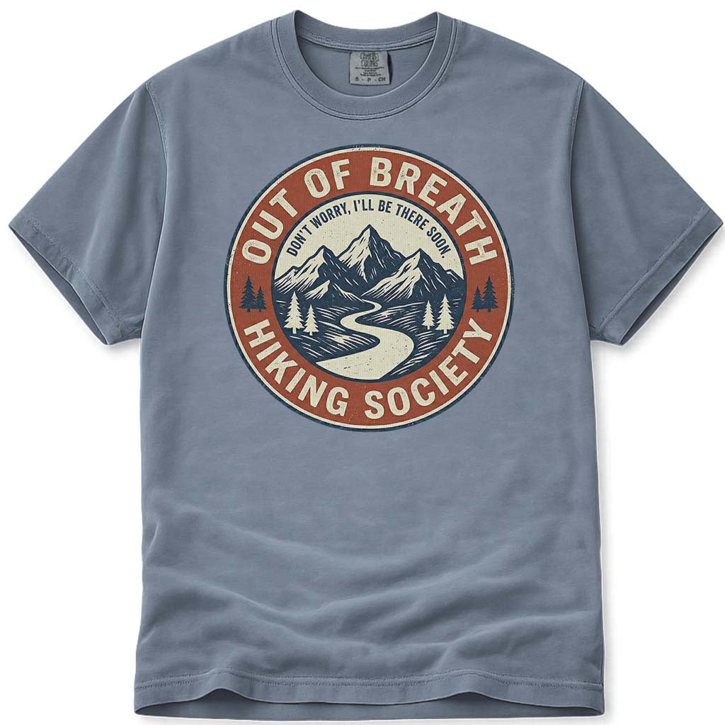 Out Of Breath Hiking Society Tee - Blue Jean