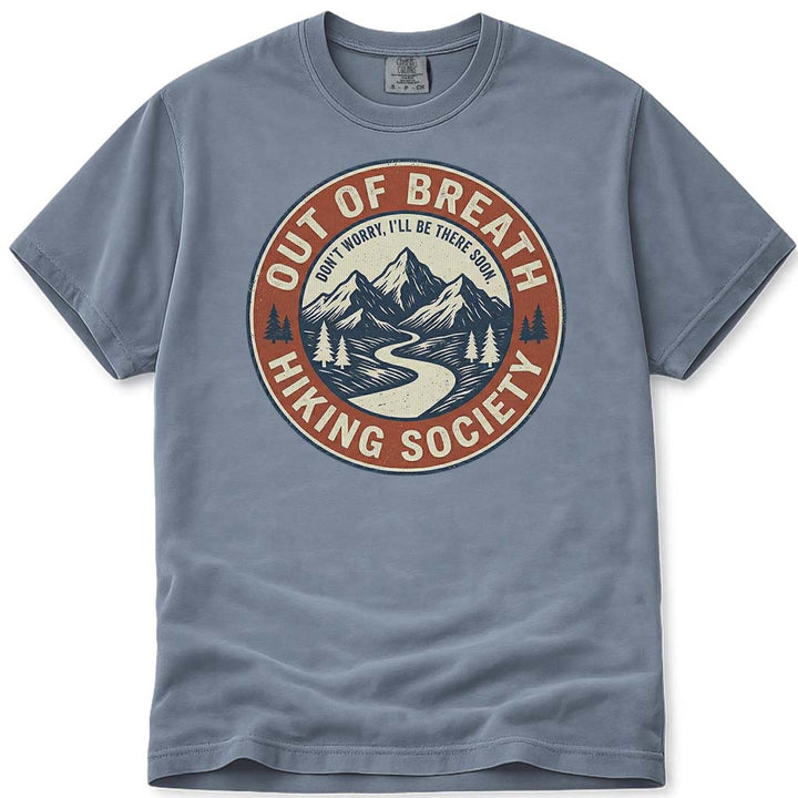 Out Of Breath Hiking Society Tee - Blue Jean