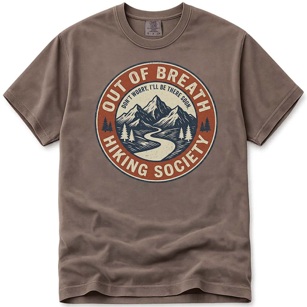 Out Of Breath Hiking Society Tee - Espresso