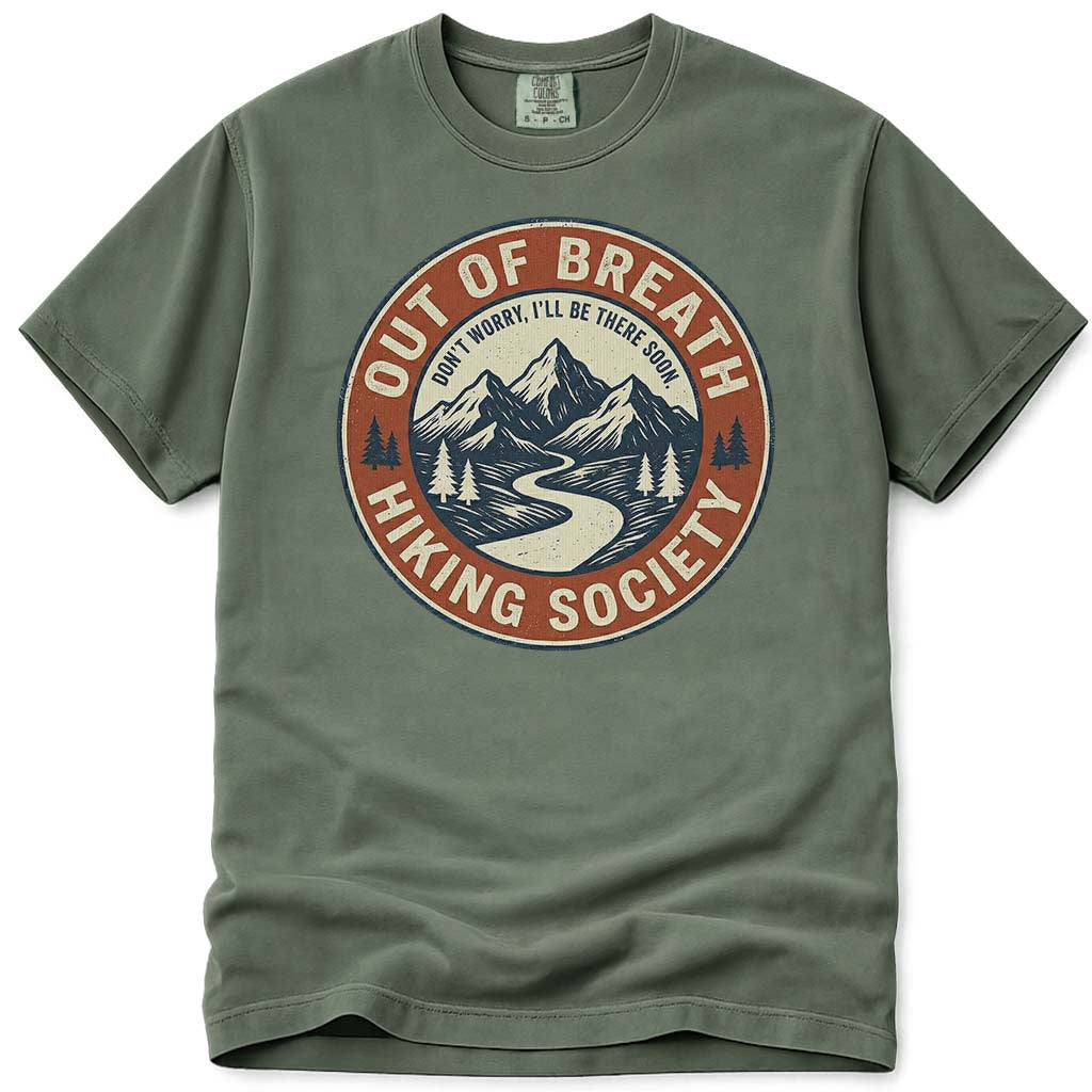 Out Of Breath Hiking Society Tee - Moss