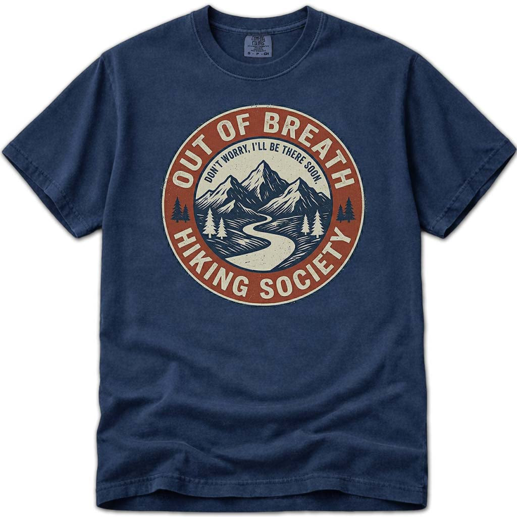 Out Of Breath Hiking Society Tee - Navy