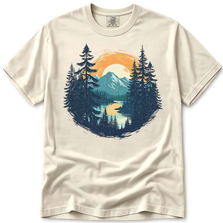 Outdoor Mountain Sunset Nature Scene Hiking & Camping T-Shirt - Ivory