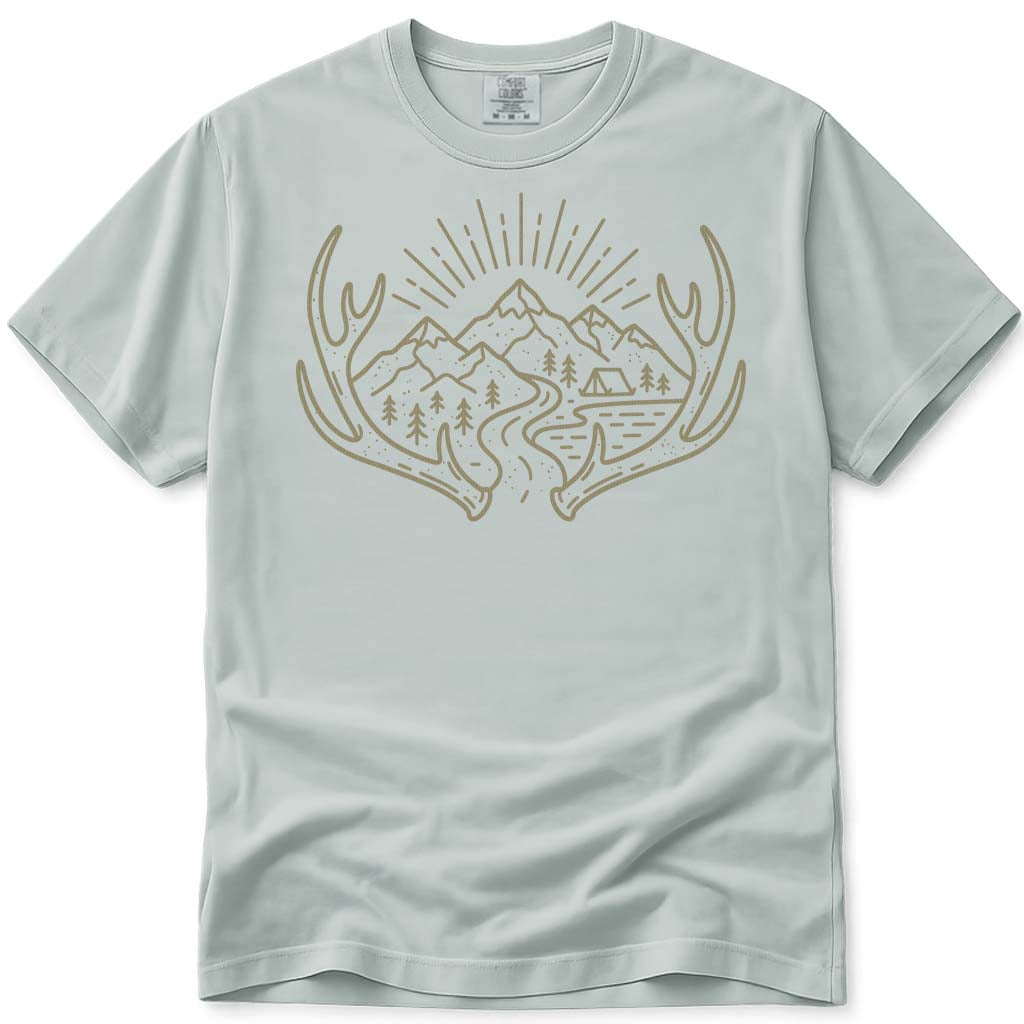 Outdoors Campinh Hiking Antlers Hunting T Shirt - Bay