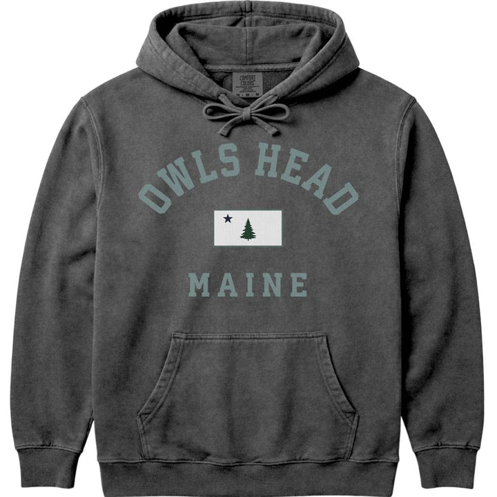 Owls Head Flag Hoodie Sweatshirt - Pepper