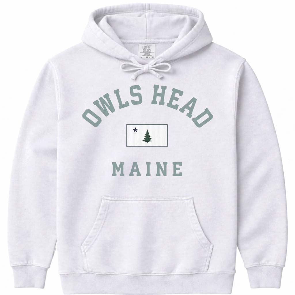Owls Head Flag Hoodie Sweatshirt - White