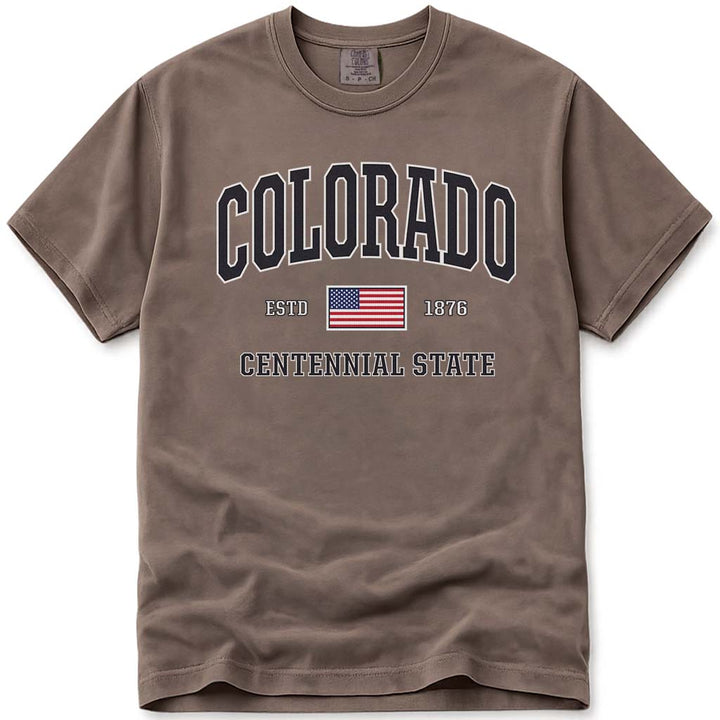 Patriotic 4th of July Colorado USA Flag T Shirt - Espresso