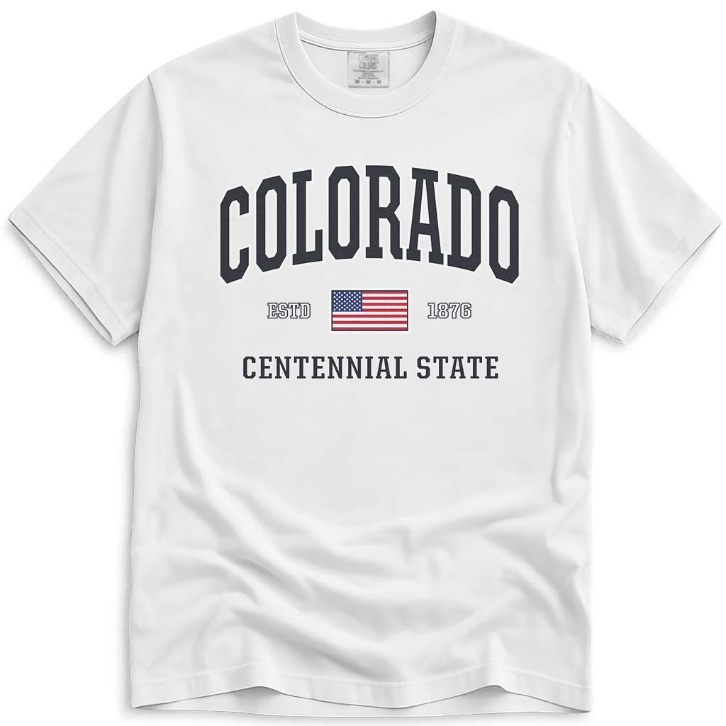 Patriotic 4th of July Colorado USA Flag T Shirt - White